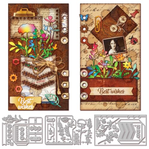 GLOBLELAND Stanzformen Für Ordnerseiten Mit Pflanzen Planer Stanzungen Blumen Und Pflanzen Stanzformen Für Heimwerker Scrapbooking Kartenherstellung Journal Prägung Papierbastel Dekor von GLOBLELAND