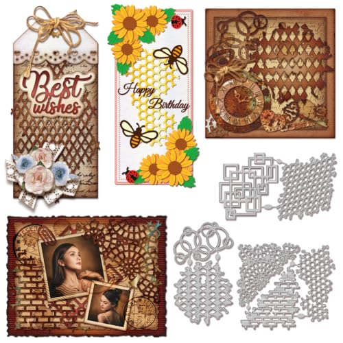 GLOBLELAND Stanzformen Im Vintage Stil Mit Wandmotiv Metall Waben Bienen Sonnenblumen Randrahmen Stanzformen Stanzformen Für Kartenherstellung DIY Scrapbooking Dekor Prägung Urlaubsdekoration von GLOBLELAND