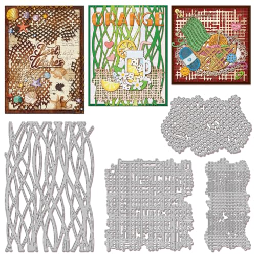 GLOBLELAND Stanzformen Mit Fischernetz Und Unterbrochenem Gitter Unregelmäßiger Gitterhintergrund Metallstanz Und Prägeschablone Strukturrahmen Papierstanzungen Für Scrapbooking Papierkarten von GLOBLELAND