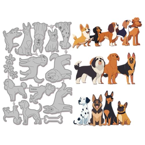 GLOBLELAND Stanzformen Mit Haustieren Und Hunden Für DIY Scrapbooking Metall Collie Dalmatiner Golden Retriever Stanzformen Corgi Dobermann Bulldogge Beagle Dackel Stanzungen Für Die Kartengestaltung von GLOBLELAND