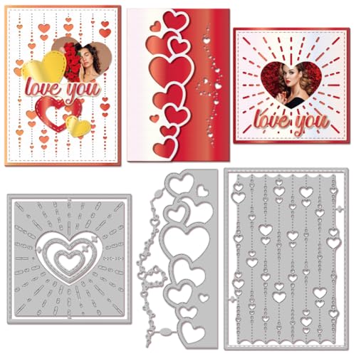 GLOBLELAND Stanzformen Mit Herz Hintergrund Zum Valentinstag Für Die Kartengestaltung. Eckenstanzungen Mit Herz Motiv Zum Valentinstag Für Heimwerkerarbeiten Scrapbooking Journale Dekorationen von GLOBLELAND