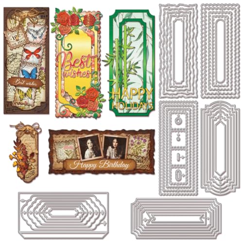 GLOBLELAND Stanzformen Mit Rechteckigem Rahmen Für Bastelarbeiten Scrapbooking Metall Briefmarken Stanzformen Deckle Stanzungen Für Die Kartenherstellung Prägung Fotoalbum Basteldekor von GLOBLELAND