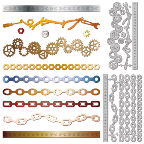 GLOBLELAND Stanzformen Mit Werkzeugrand Für DIY Scrapbooking Metallzahnrad Spitzenrahmen Stanzformen Kettenstanzungen Für Kartengestaltung Prägung Fotoalbum Basteldekor von GLOBLELAND