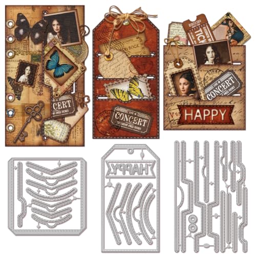 GLOBLELAND Stanzschablonen für Bastelarbeiten, Scrapbooking, Metall-Lesezeichen, Schlitz-Tag-Stanzformen für Kartenherstellung, Prägung von GLOBLELAND