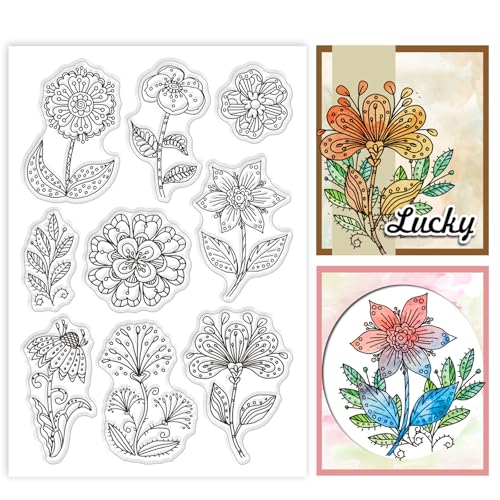 GLOBLELAND Strange Flowers Clear Stamps Leaves Plants Silicone Clear Stamp Seals Transparent Stamps for DIY Scrapbooking Cards Making Photo Album Journal von GLOBLELAND