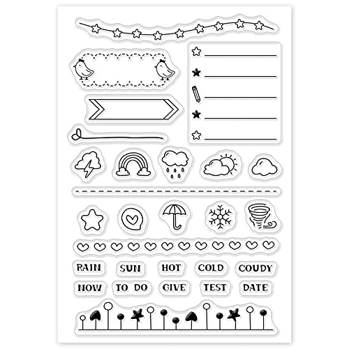 GLOBLELAND Tagebuch-Clear-Stempel Wetternotiz-Stempel Silikonstempel Transparentes Stempel Siegel für Kartenherstellung Dekoration und DIY Scrapbooking Album Dekor von GLOBLELAND