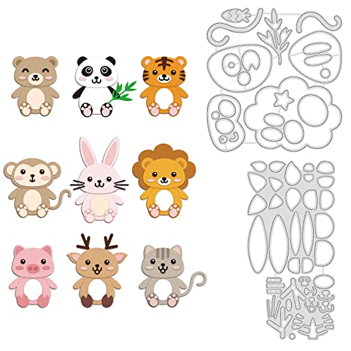 GLOBLELAND Tiere Stanzschablonen Metall Schneiden Schablonen Löwe Panda Kaninchen Tiger Bär Stanzformen für Kartenherstellung und DIY Scrapbooking Papier Sammelalbum Dekor von GLOBLELAND