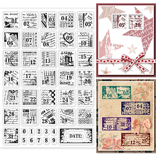 GLOBLELAND Vintage Date Clear Stamps Retro Number Text Hintergrund Silikon Clear Stamp Seals for DIY Scrapbooking Journals Decorative Cards Making Photo Album von GLOBLELAND