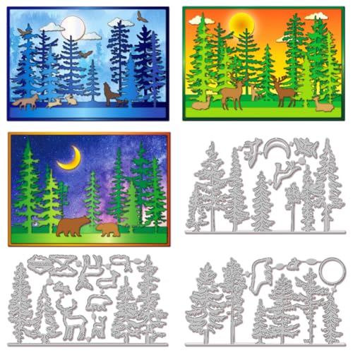 GLOBLELAND Wald Stanzformen Metall Hirsch Hase Bär Stanzformen Stanzformen Für Karten Basteln Scrapbooking Dekor Prägen Urlaubsdekoration von GLOBLELAND