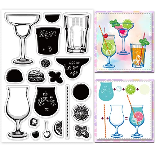 GLOBLELAND Layering Fruit Drink Background Clear Stamps Layered Wine Silicone Clear Stamp Seals for Cards Making DIY Scrapbooking Photo Journal Album Decoration von GLOBLELAND