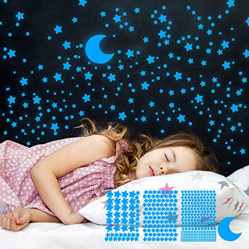 Leuchtende Sterne Wandsticker im Dunkelen für die Decke Selbstklebend Leuchtende Aufkleber Sterne und Mond für Kinderzimmer, Erstellen Realistischen Sternenhimmel, Raumdeko von GLOCARNIVAL