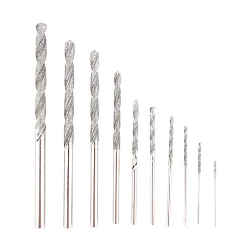 10x Langlebiges Bohrerset mit Diamantspitze für Glasfliesen, Stein 0,8–4,0 Mm, Korrosionsbeständige Bohrwerkzeuge für Metalle und Edelsteine von GLOGLOW