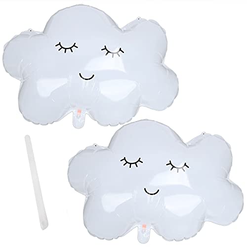 2 Stück Weiße Wolkenballons, Smile Cloud Aluminiumfolienballons für Jungen und Mädchen, Babyparty, Mottoparty, Geburtstag, Party, Hochzeit, Dekorationen von GLOGLOW