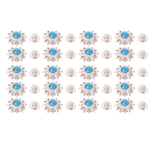 Faux Türkisschraube Schnalle, 20 Sets Zinklegierung Faux Türkisschraube Knöpfe Dekoration Zubehör Daisy Vintage Decorative Ersatz Nieten (BLUE) von GLOGLOW