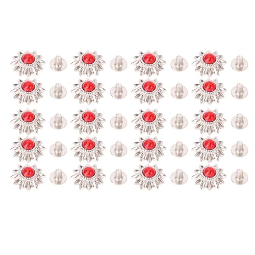 Faux Türkisschraube Schnalle, 20 Sets Zinklegierung Faux Türkisschraube Knöpfe Dekoration Zubehör Daisy Vintage Decorative Ersatz Nieten (Rot) von GLOGLOW