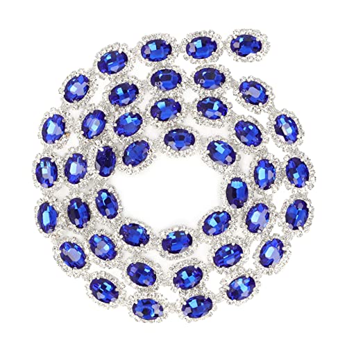 GLOGLOW 1 Yard Strasskette, Blaue Kristallkette, Ovale Form, Glänzende Strassfransen Zum Nähen von Schmuck, Basteln, Heimwerken von GLOGLOW