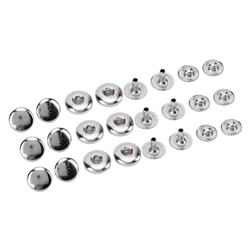 GLOGLOW 200 Set Leder-Druckknöpfe, 8 mm Metall-Druckknöpfe Druckknöpfe Exquisite glänzende Messing-Druckknöpfe Metall-Druckknöpfe für Lederhandwerk Nähen Reparatur Kleidung Knopf-Set Silber von GLOGLOW