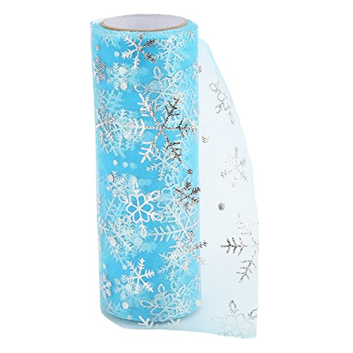 GLOGLOW Kreative Schneeflocke Tüllrollen, Glänzender Glitzer Zarte Weiche Blaue Tüllrolle Krawatte Party Tischdekoration 10 YardTischdecken von GLOGLOW