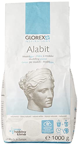 GLOREX 6 2608 429 - Alabit Gießmasse naturweiß, Beutel mit 1000 g, hochwertiger Modelliergips, für Modelle, kleine Reliefs und Gipsformen von GLOREX