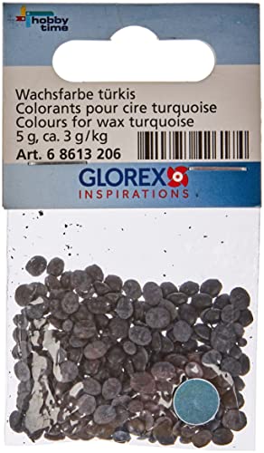 GLOREX 6 8613 206 - Wachsfarbe türkis, in Pastillenform, 5 g, hochkonzentrierte Qualität, zum Färben von Kerzenwachs und Kerzengel bei der Kerzenherstellung von GLOREX