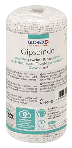 GLOREX 6 9502 60 - Keratex Gipsbinde, 10 cm x 2 m, hautfreundliches Modelliergewebe, zum Basteln und Modellieren, für Masken und Abdruck von Babybauch von GLOREX