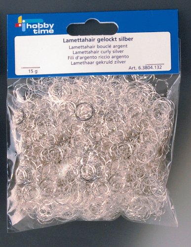 GLOREX Lamettahair gelockt, Lamettahaar, Silber, 13 x 11.5 x 2 cm von GLOREX