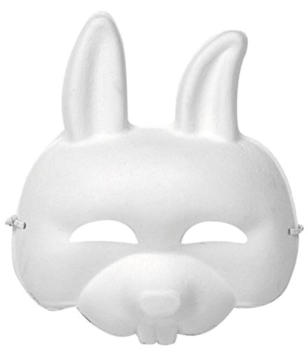 GLOREX Papp-Maske Hase, Weiß, 18,5 x 19 cm von GLOREX