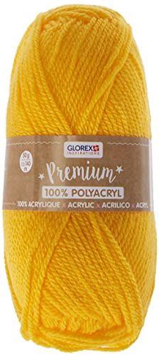 Glorex 5 1001 01 - Premium Wolle aus 100 % Acryl, leicht zu verarbeiten, vielseitig einsetzbar, wärmend, weich, nicht kratzend, 50 g, ca. 140 m, gelb von GLOREX