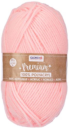 Glorex 5 1001 04 - Premium Wolle aus 100 % Acryl, leicht zu verarbeiten, vielseitig einsetzbar, wärmend, weich, nicht kratzend, 50 g, ca. 140 m, rosa von GLOREX