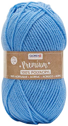 Glorex 5 1001 07 - Premium Wolle aus 100 % Acryl, leicht zu verarbeiten, vielseitig einsetzbar, wärmend, weich, nicht kratzend, 50 g, ca. 140 m, blau von GLOREX