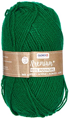 Glorex 5 1001 08 - Premium Wolle aus 100 % Acryl, leicht zu verarbeiten, vielseitig einsetzbar, wärmend, weich, nicht kratzend, 50 g, ca. 140 m, grün von GLOREX