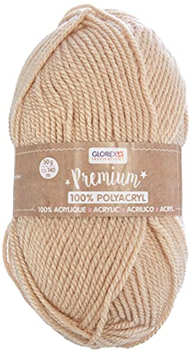 Glorex 5 1001 11 - Premium Wolle aus 100 % Acryl, leicht zu verarbeiten, vielseitig einsetzbar, wärmend, weich, nicht kratzend, 50 g, ca. 140 m, beige von GLOREX