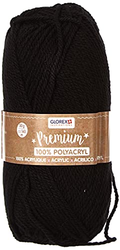 Glorex 5 1001 15 - Premium Wolle aus 100 % Acryl, leicht zu verarbeiten, vielseitig einsetzbar, wärmend, weich, nicht kratzend, 50 g, ca. 140 m, schwarz von GLOREX