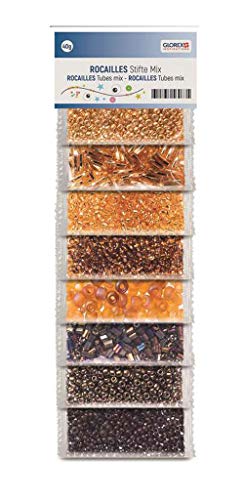 Glorex 6 1630 164 - Rocailles Mix in braun, schöner Perlenmix in verschiedenen Brauntönen, 40 g, 8 Farben einzeln gepackt, zum Gestalten von Schmuck, Perlentieren und anderen Accessoires von GLOREX