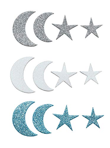 Glorex 6 2247 713 - Moosgummi Sticker Mond und Sterne, selbstklebend, 60 Stück, sortiert in verschiedenen Motiven, ideal zum Verzieren und Dekorieren von Grußkarten, für Scrapbooking, usw. von GLOREX