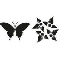 Reliefeinlagen-Set "Schmetterling, Blume" von Grau