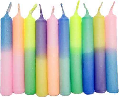 GLOWYBOX Geburtstagskerzen für Kerzenring Kerzen für Kindergeburtstag bunte Kinderkerzen Geburtstagszug Minikerzen bunt Baumkerzen bunt neon dip Dye Kerzen regenbogen pastell von GLOWYBOX