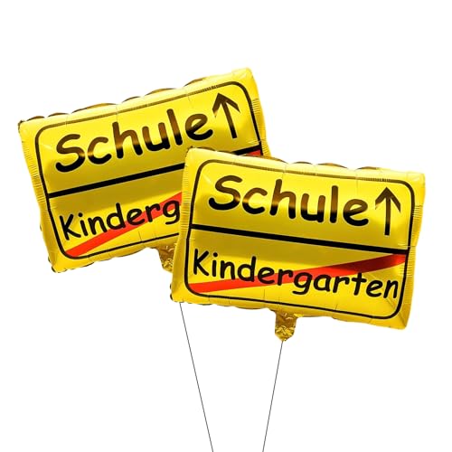 2 Stück Einschulung Schulanfang Deko Luftballons, Schulkind Deko Gold FolienBallon, Deko Einschulung Junge Mädchen Heliumballon, für Einschulung Schulanfang Schuleinführung Schulstart Deko (Quadrat) von GLQSLQ