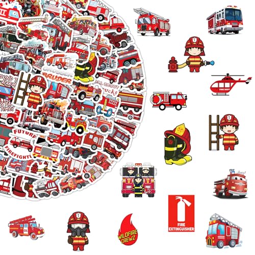 GLQSLQ 100 Stück Feuerwehr Konfetti Sticker, Kindergeburtstag Feuerwehr Deko, Party Feuerwehr Geburtstag Deko, Verwendet für Feuerwehrauto, Wasserbecher, Box Dekoration von GLQSLQ