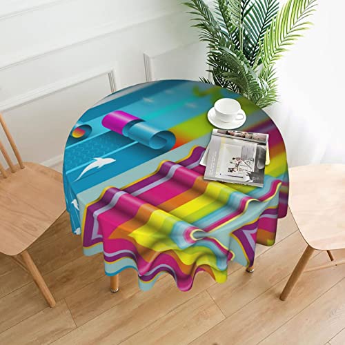 Bunte Papierrolle, wasserabweisend, auslaufsicher, waschbar, Polyester-Tischdecke, dekorativer Stoff, Tischdecke für Esstisch, Buffet-Partys und Camping, 152,4 cm von GLRTORE