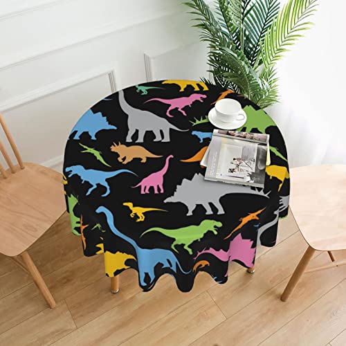 Bunte Tischdecke mit süßem Tier-Dinosaurier-Motiv, wasserabweisend, auslaufsicher, waschbar, Polyester-Tischdecke, dekorative Stoff-Tischdecke für Esstisch, Buffet-Partys und Camping, 152,4 cm von GLRTORE