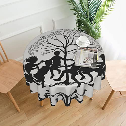 Dancing Around Trees Tischdecke, wasserabweisend, auslaufsicher, waschbar, Polyester-Tischdecke, dekorativer Stoff, Tischdecke für Esstisch, Buffet-Partys und Camping, 152,4 cm von GLRTORE