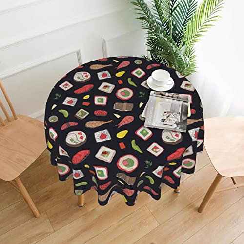 Japanische Sushi-Tischdecke, wasserabweisend, auslaufsicher, waschbar, Polyester-Tischdecke, dekorativer Stoff, Tischdecke für Esstisch, Buffet-Partys und Camping, 152,4 cm, Schwarz von GLRTORE