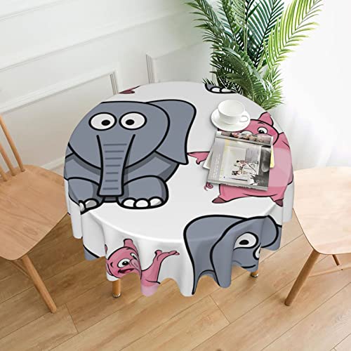 Tischdecke mit Elefant und Schweinchen, wasserabweisend, auslaufsicher, waschbar, Polyester-Tischdecke, dekorativer Stoff, Tischdecke für Esstisch, Buffet-Partys und Camping, 152,4 cm von GLRTORE