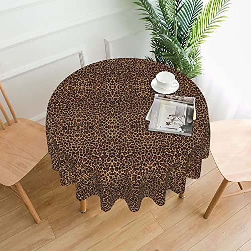 Tischdecke mit Leopardenmuster, wasserabweisend, auslaufsicher, waschbar, Polyester-Tischdecke, dekorativer Stoff, Tischdecke für Esstisch, Buffet-Partys und Camping, 152,4 cm von GLRTORE