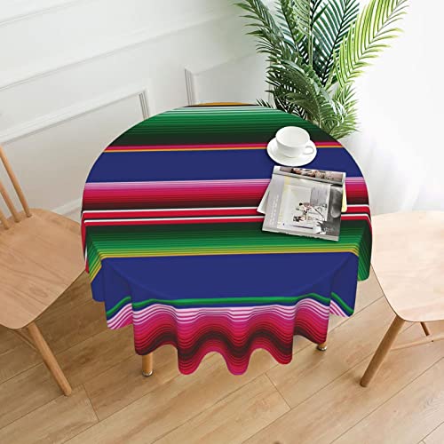 Tischdecke mit bunten mexikanischen Streifen, wasserabweisend, auslaufsicher, waschbar, Polyester-Tischdecke, dekorativer Stoff, Tischdecke für Esstisch, Buffet-Partys und Camping, 152,4 cm von GLRTORE