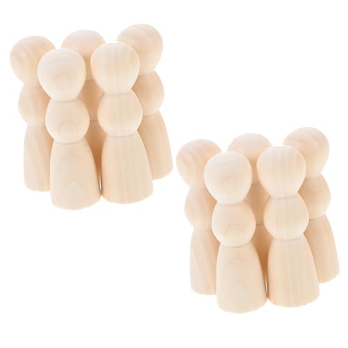 GLSTOY 10 Stück unvollendete Holzstiftpuppen zum Selbermachen bemalte Puppen leere Holzpuppen für Jungen und Mädchen 60 mm Mädchen von GLSTOY