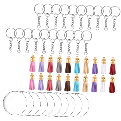 GLSTOY 1 Set Acrylkreise Keychain Quaste Set Mit Schlüsselringen DIY Zubehör von GLSTOY