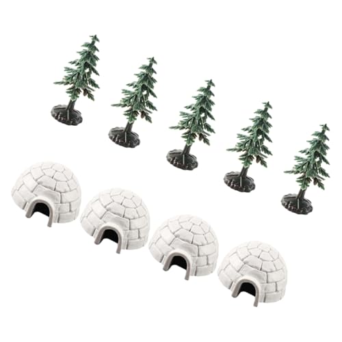 GLSTOY 1 Set Lebensechte Mini-iglu-spielzeuge Und Weihnachtsbaumfiguren, Realistische Eishaus-Modelle, Arktische Miniaturen Für Selbstgemachte Kuchendekorationen Und von GLSTOY