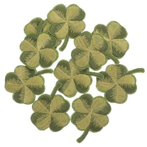 GLSTOY 10 Stück Grünes Blatt Bestickter Aufnäher Zum Aufbügeln Für Kleidung Und Accessoires DIY Kleeblatt Applikationen Ideal Für St Patricks Tag von GLSTOY